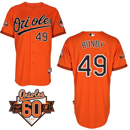 Custom Fan-Made Dylan Bundy Baltimore Orioles #49 Orange 1954 Baseball Jersey