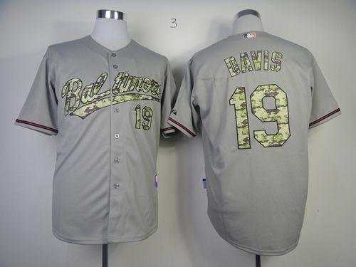 Custom Fan-Made Chris Davis Baltimore Orioles #19 Grey USMC Baseball Jersey