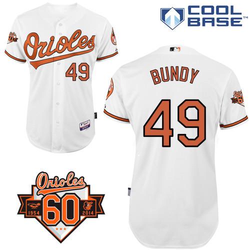 Custom Fan-Made Dylan Bundy Baltimore Orioles #49 White 1954 Baseball Jersey