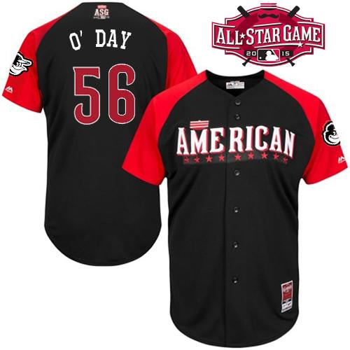 Custom Fan-Made Darren O'Day Baltimore Orioles #56 Black 2015 All-Star Edition Baseball Jersey
