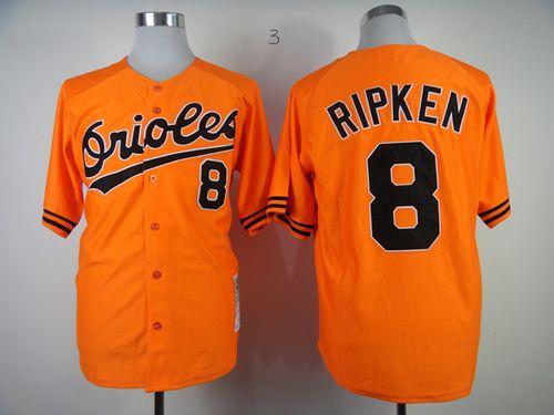 Custom Fan-Made Cal Ripken Baltimore Orioles #8 Orange 1989 Throwback Baseball Jersey