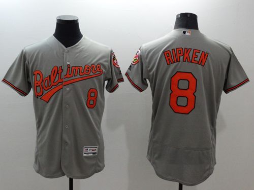 Custom Fan-Made Cal Ripken Baltimore Orioles #8 Grey Baseball Jersey