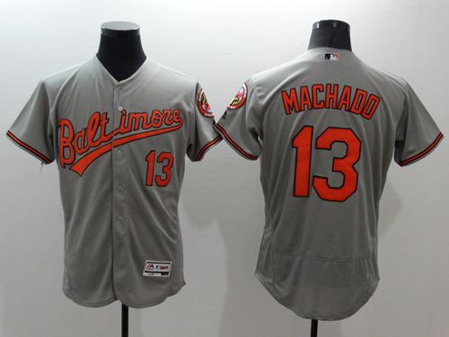 Custom Fan-Made Manny Machado Baltimore Orioles #13 Grey Baseball Jersey