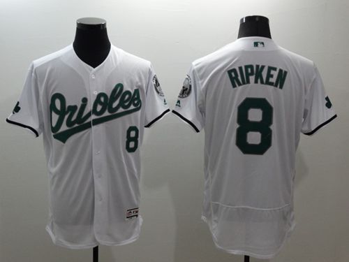 Custom Fan-Made Cal Ripken Celtic Baltimore Orioles #8 White Baseball Jersey