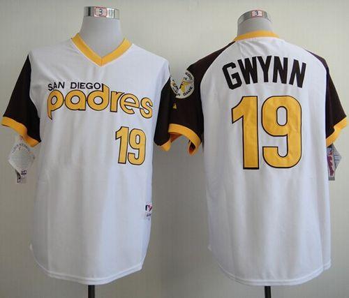 Custom Fan-Made Tony Gwynn San Diego Padres #19 White 1978 Throwback Turn Back Clock Edition Baseball Jersey