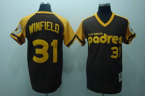 Custom Fan-Made Dave Winfield Coffee San Diego Padres #31 Throwback Baseball Jersey