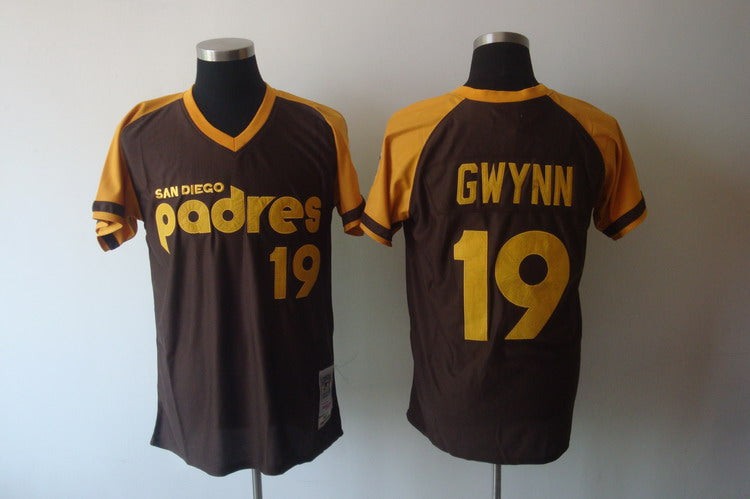 Custom Fan-Made Tony Gwynn Coffee San Diego Padres #19 Throwback Baseball Jersey