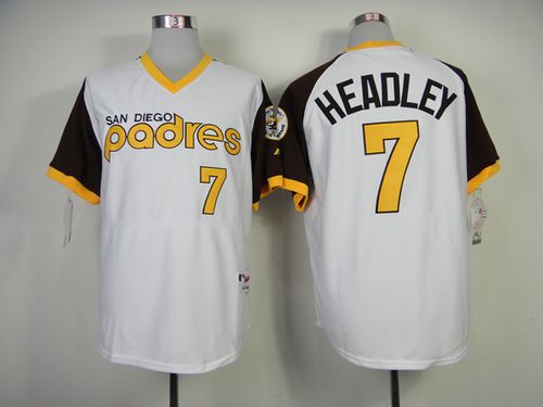 Custom Fan-Made Chase Headley San Diego Padres #7 White 1978 Throwback Turn Back Clock Edition Baseball Jersey
