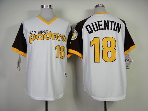 Custom Fan-Made Carlos Quentin San Diego Padres #18 White 1978 Throwback Turn Back Clock Edition Baseball Jersey