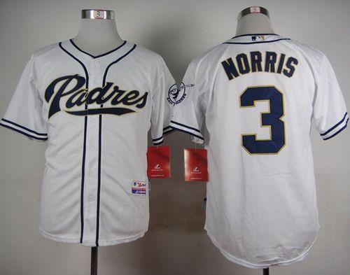 Custom Fan-Made Derek Norris San Diego Padres #3 White Baseball Jersey