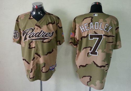 Custom Fan-Made Chase Headley Camo Commemorative San Diego Padres #7 Baseball Jersey