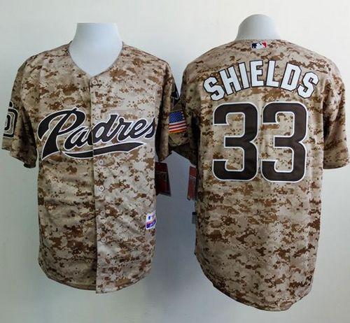 Custom Fan-Made James Shields Camo San Diego Padres #33 Baseball Jersey