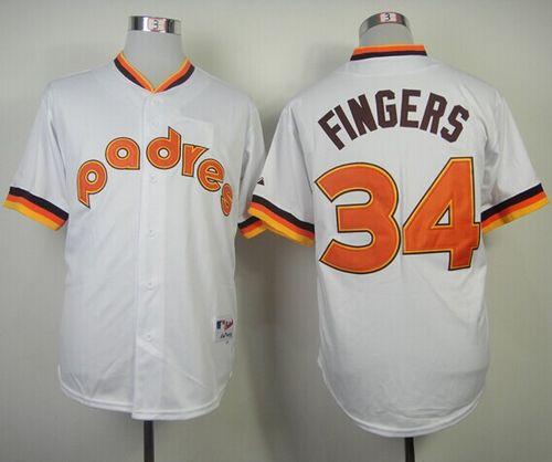 Custom Fan-Made Rollie Fingers San Diego Padres #34 White 1984 Throwback Turn Back Clock Edition Baseball Jersey