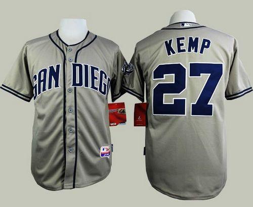 Custom Fan-Made Matt Kemp San Diego Padres #27 Grey Baseball Jersey