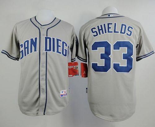Custom Fan-Made James Shields San Diego Padres #33 Grey Baseball Jersey