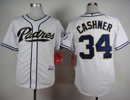 Custom Fan-Made Andrew Cashner San Diego Padres #34 White Baseball Jersey