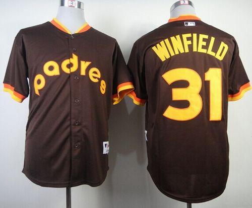 Custom Fan-Made Dave Winfield Coffee San Diego Padres #31 1984 Throwback Turn Back Clock Edition Baseball Jersey