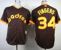 Custom Fan-Made Rollie Fingers Coffee San Diego Padres #34 1984 Throwback Turn Back Clock Edition Baseball Jersey