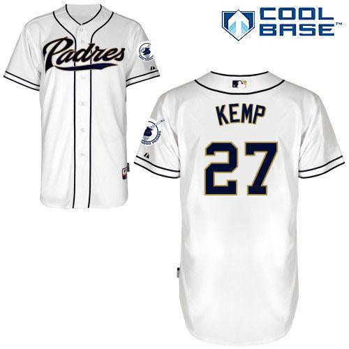 Custom Fan-Made Matt Kemp San Diego Padres #27 White Baseball Jersey