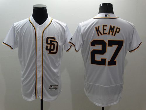 Custom Fan-Made Matt Kemp San Diego Padres #27 White Baseball Jersey