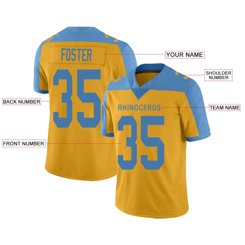 Custom gold football jersey front view | GameDay Jerseys