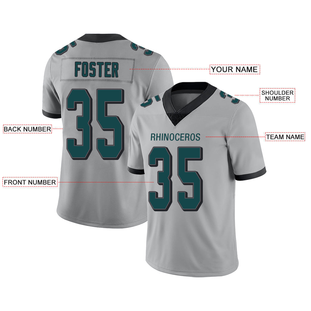 Custom grey football jersey front view | GameDay Jerseys