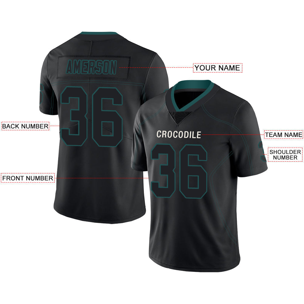 Custom black football jersey front view | GameDay Jerseys