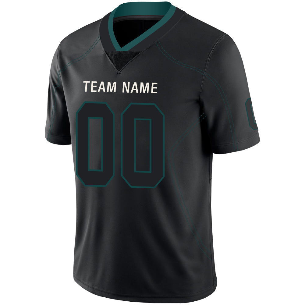 Custom black football jersey detail | GameDay Jerseys