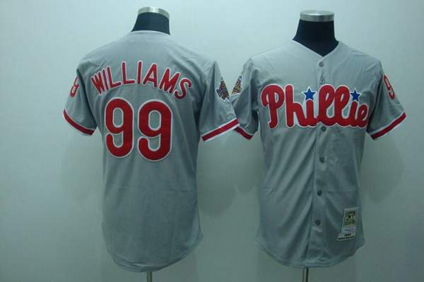 Custom Fan-Made Mitch Williams Philadelphia Phillies #99 Grey Throwback Baseball Jersey