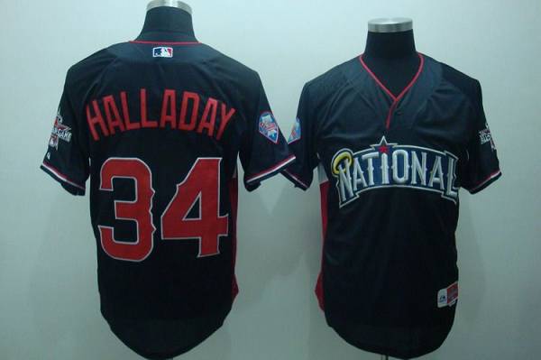 Custom Fan-Made Roy Halladay Nation BP Philadelphia Phillies #34 Blue 2010 All-Star Edition Baseball Jersey