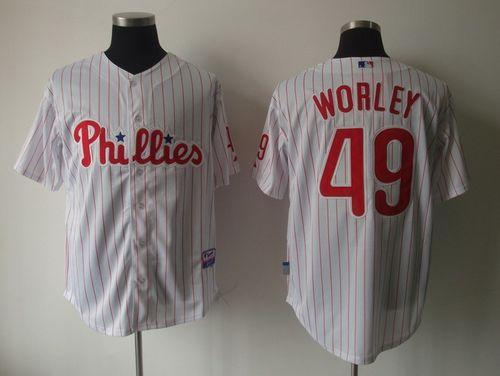 Custom Fan-Made Vance Worley Philadelphia Phillies #49 White Baseball Jersey
