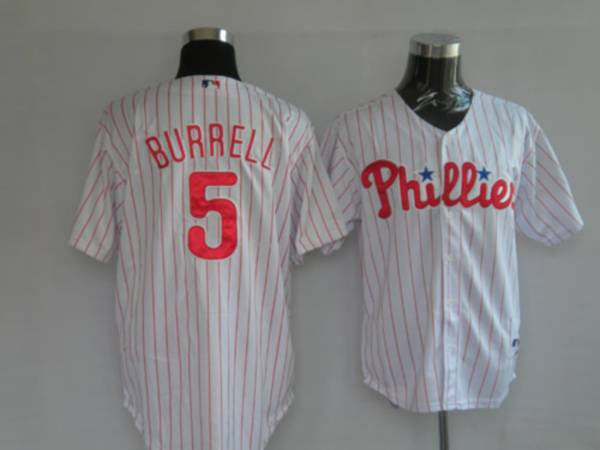 Custom Fan-Made Patrick Burrell Philadelphia Phillies #5 White Baseball Jersey