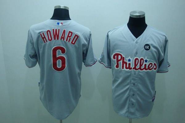 Custom Fan-Made Ryan Howard Philadelphia Phillies #6 Grey Baseball Jersey