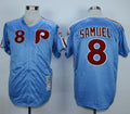 Custom Fan-Made Juan Samuel Philadelphia Phillies #8 Blue 1984 Throwback Baseball Jersey