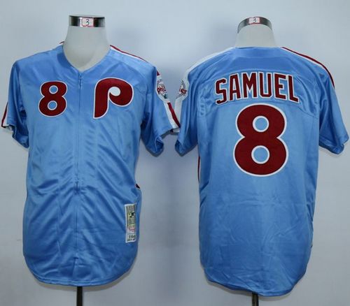 Custom Fan-Made Juan Samuel Philadelphia Phillies #8 Blue 1984 Throwback Baseball Jersey