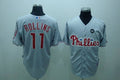 Custom Fan-Made Jimmy Rollins Philadelphia Phillies #11 Grey Baseball Jersey