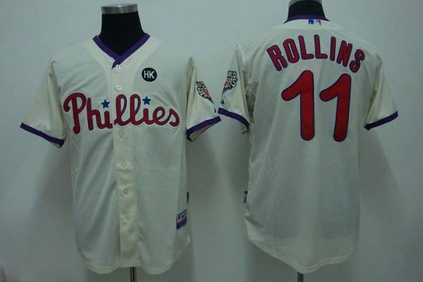 Custom Fan-Made Jimmy Rollins Philadelphia Phillies #11 Baseball Jersey