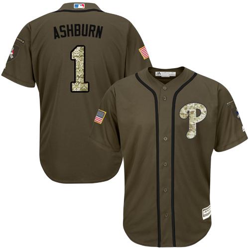 Custom Fan-Made Richie Ashburn Philadelphia Phillies #1 Green Service Edition Baseball Jersey