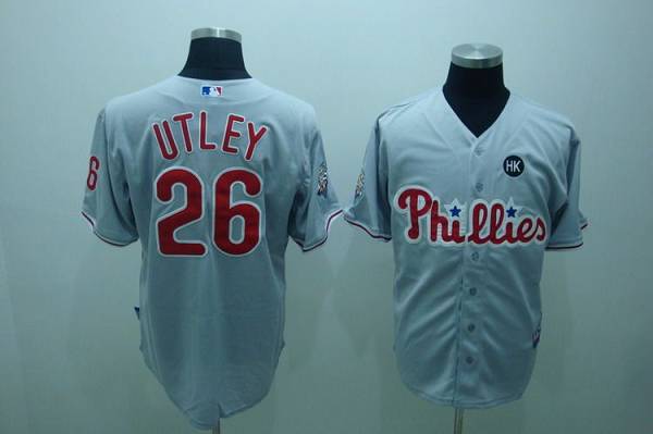 Custom Fan-Made Chase Utley Philadelphia Phillies #26 Grey Baseball Jersey