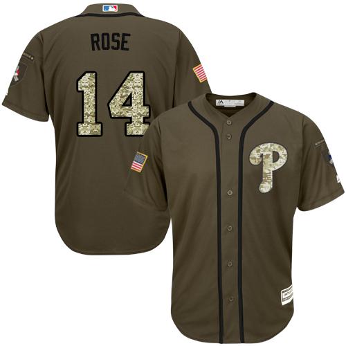 Custom Fan-Made Pete Rose Philadelphia Phillies #14 Green Service Edition Baseball Jersey