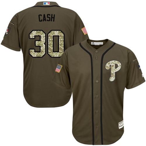 Custom Fan-Made Dave Cash Philadelphia Phillies #30 Green Service Edition Baseball Jersey