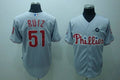 Custom Fan-Made Carlos Ruiz Philadelphia Phillies #51 Grey Baseball Jersey