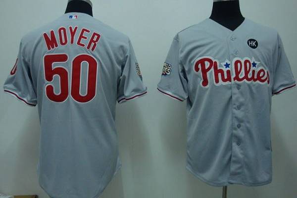 Custom Fan-Made Jamie Moyer Philadelphia Phillies #50 Grey Baseball Jersey