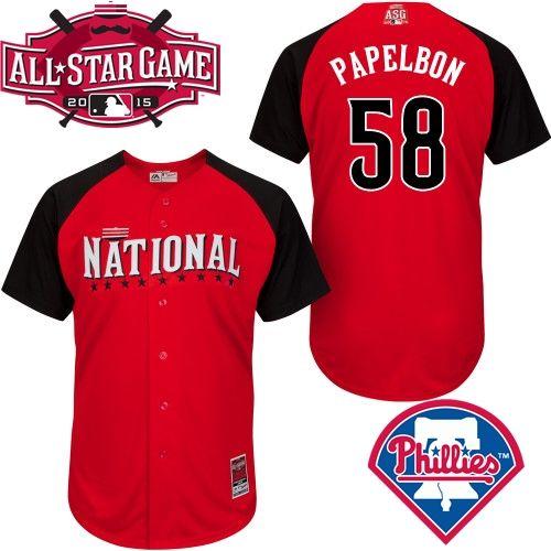 Custom Fan-Made Jonathan Papelbon Philadelphia Phillies #58 Red 2015 All-Star Edition Baseball Jersey