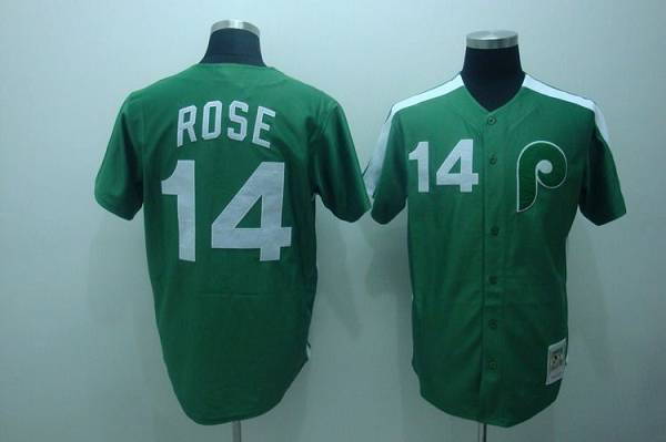 Custom Fan-Made Rose Philadelphia Phillies #14 Green Throwback Baseball Jersey