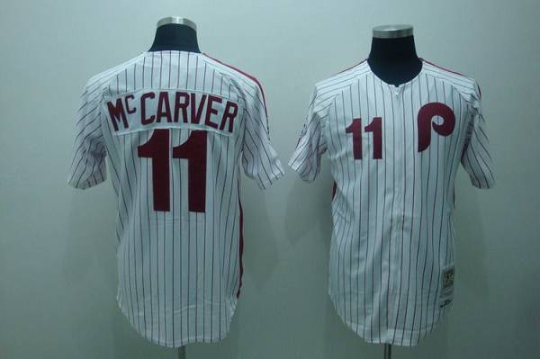 Custom Fan-Made Tim McCarver Red Philadelphia Phillies #11 Red Baseball Jersey