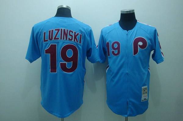 Custom Fan-Made Greg Luzinski Philadelphia Phillies #19 Blue Throwback Baseball Jersey