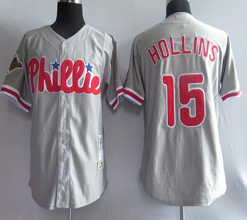 Custom Fan-Made Dave Hollins Philadelphia Phillies #15 Grey Throwback Baseball Jersey