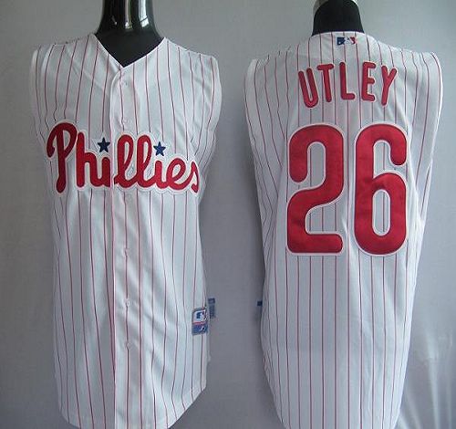 Custom Fan-Made Chase Utley Vest Philadelphia Phillies #26 White Baseball Jersey