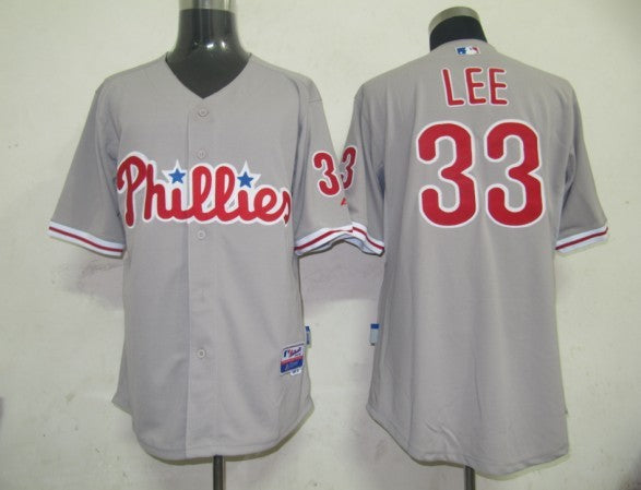 Custom Fan-Made Cliff Lee Philadelphia Phillies #33 Grey Baseball Jersey